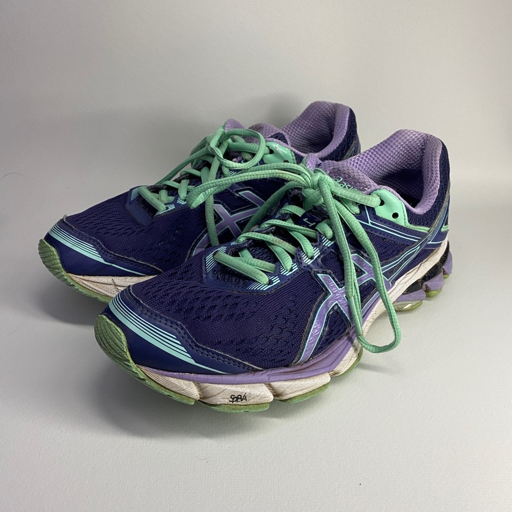 Asics Gel GT 1000 Duomax Running Shoes women size 7 Navy/Purple/Mint. T5A7N